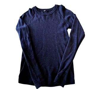 Lululemon Navy Blue Sit in Lotus Merino blend Sweater Thumbholes Women S